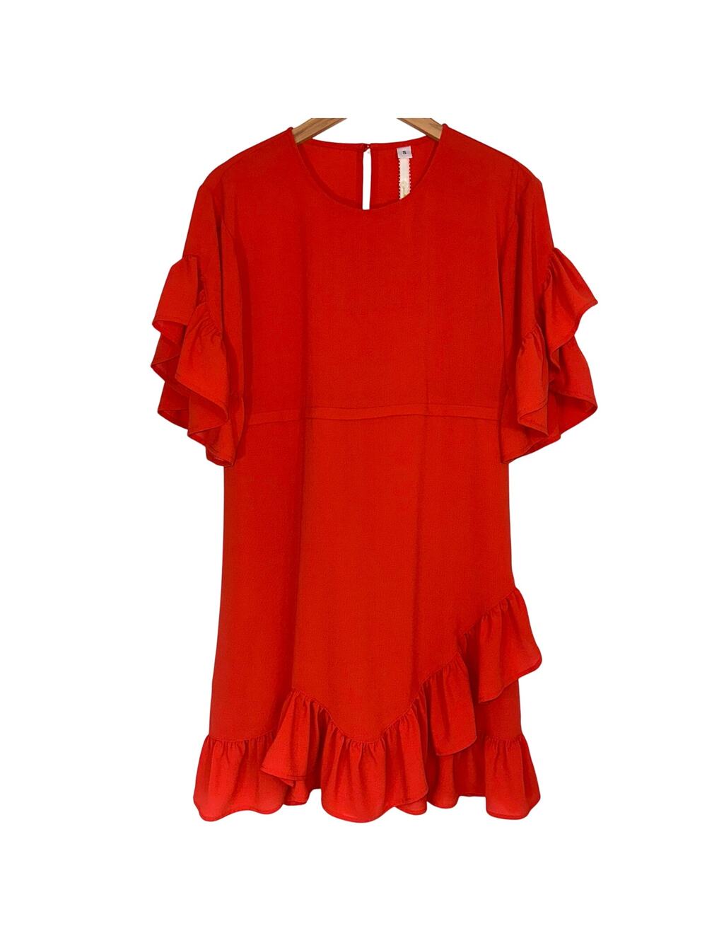 Uncle Frank Red Ruffle Flutter Short Sleeve Mini Dress Size Small